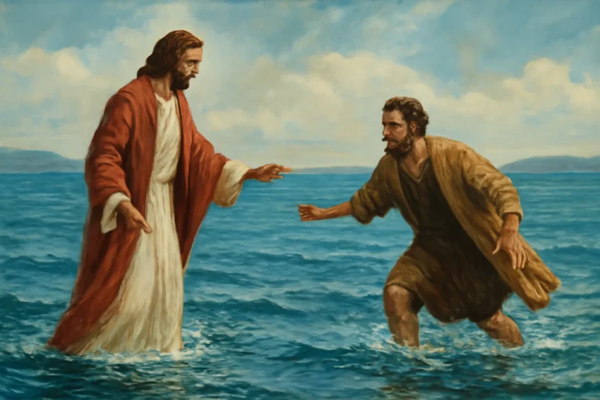 bible verse about peter walking on water